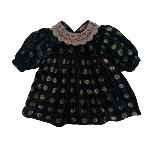 "Coi" dress, Golden pois