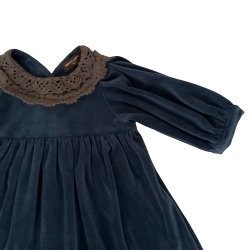 "Coi" dress, Blue Velour