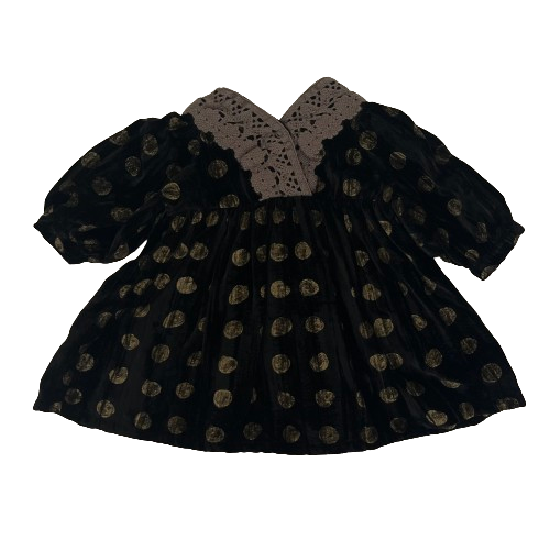 "Coi" dress, Golden pois