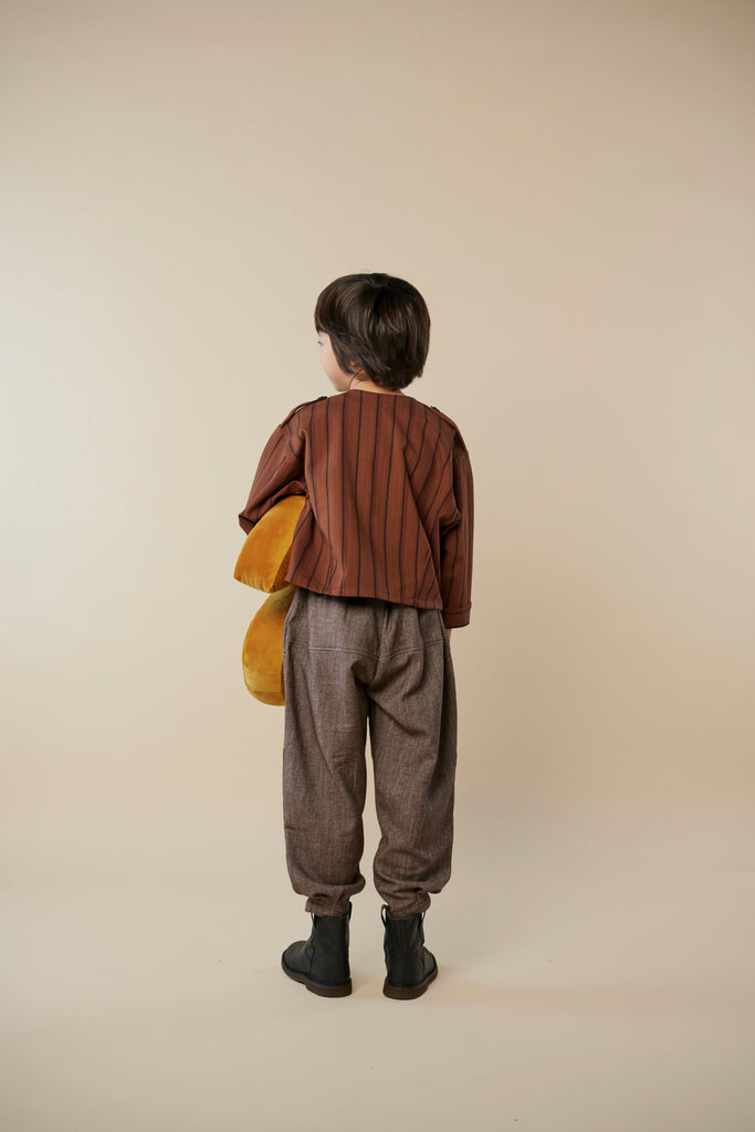 "Ettore" top, Stripy brown