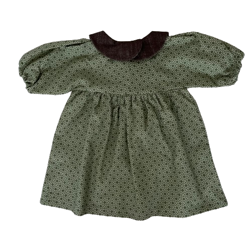 "Susanna" dress, Green diamond / Brown D