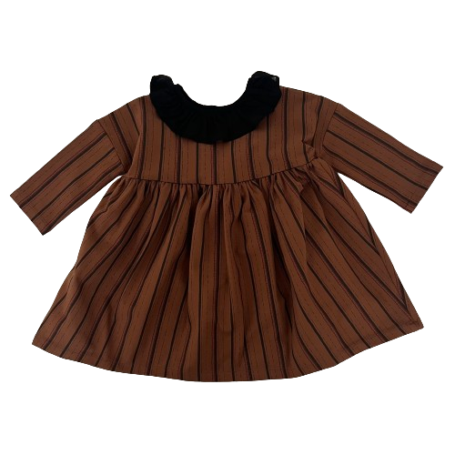 "Veronica" dress, Stripy brown