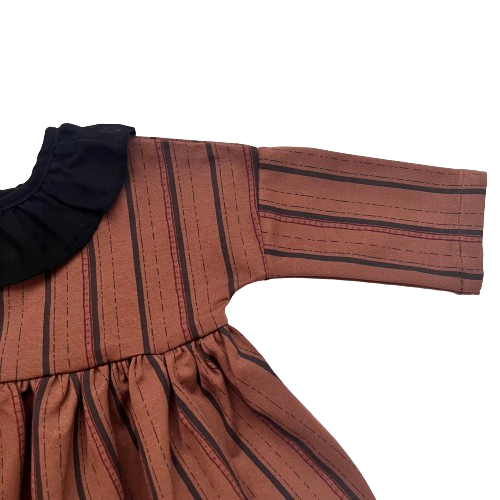 "Veronica" dress, Stripy brown