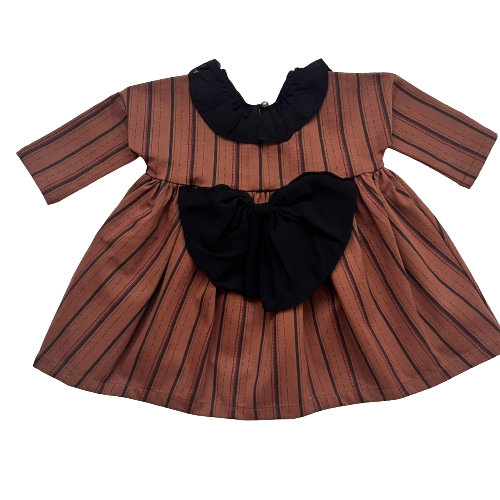 "Veronica" dress, Stripy brown