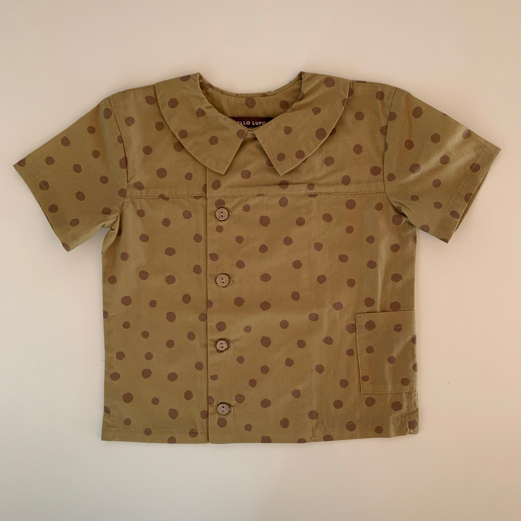 Gigi shirt, yellow / brown dots